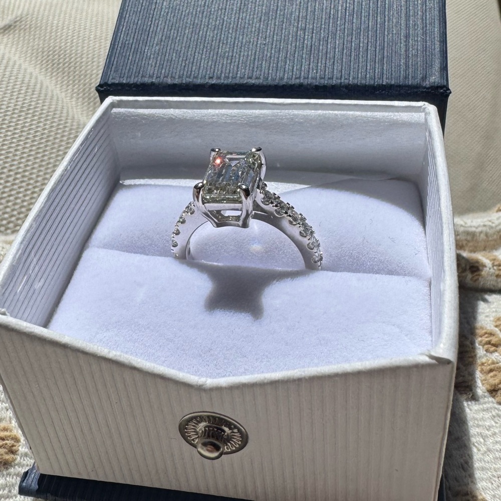 NEW 14k White Gold 3.56 Emerald Cut Lab Diamond Engagement Ring